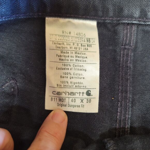Carhartt Navy Original Dungaree Fit Cargo Carpenter Pants Mens Size 40 X 30 - Picture 6 of 7